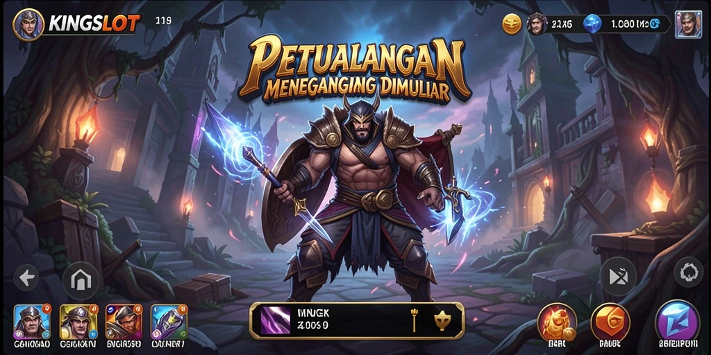 Screenshot gameplay dari KINGSLOT yang menampilkan petualangan seru.