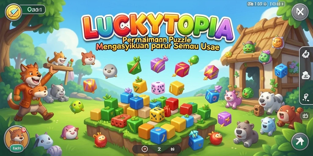 Tampilan permainan puzzle yang menarik di LUCKYTOPIA.