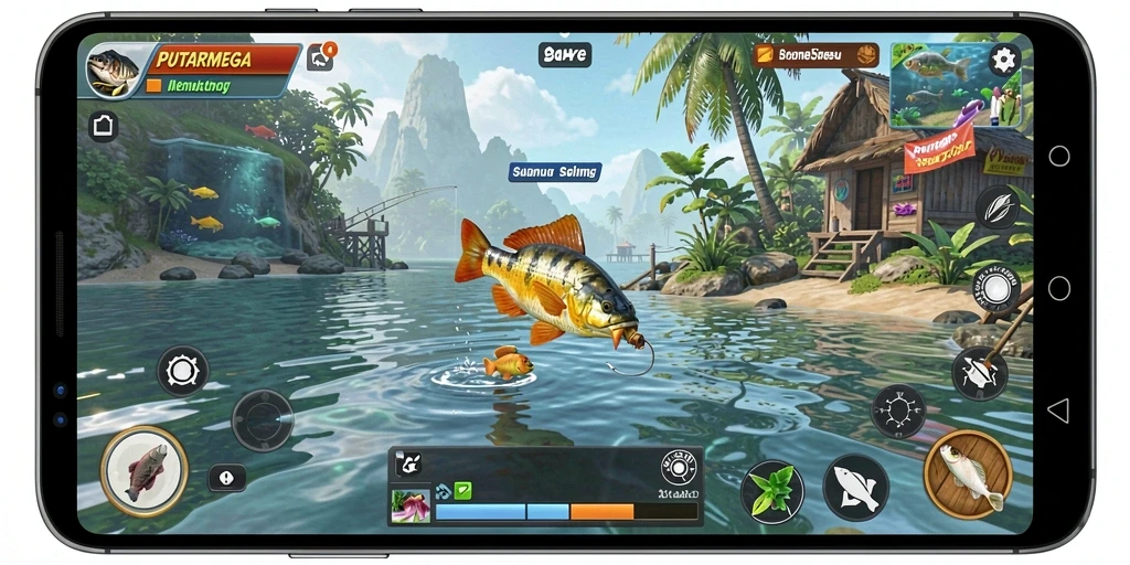 Tangkapan ikan besar di dalam gameplay PUTARMEGA.